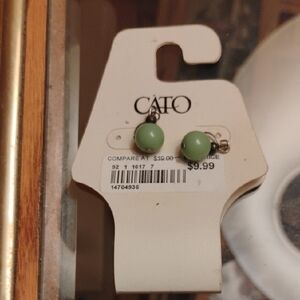 Cato Green Stud Earrings with Polished Finish